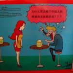 Un des dessins donnés par les auteurs chinois aux dessinateurs de Fluide Glacial, en réponse amicale à la polémique concernant leur Une sur 