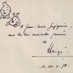Hergé et ses petits mots toujours aimables. (Coll.Gazignaire)