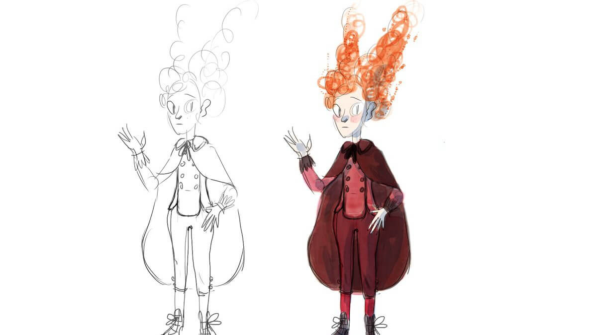 L'Ecureuil ©Lou Bonelli/ Benjamin Mialet / Sarbacane - Recherche Costumes tome 2