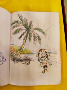 Nonolulu de Loïc Méhée - recherches graphiques dans des carnets personnels (photo : Comixtrip / Damien Canteau)