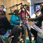 de gauche à droite - Jeanne Sterkers, Bruno Pham, Sara Soler et Francesco (traducteur), Bénédicte Coudière, Marie Lonni, Pierre Alain Agnan