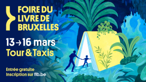 Affiche de La foire du livre de Bruxelles 2025 réalisée par Julie Hoyas