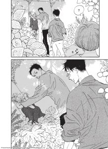 Illustration du manga "Le ballet des coeurs", présentant de gauche à droite Ryu Agawa, Tamaka, Runigasa.