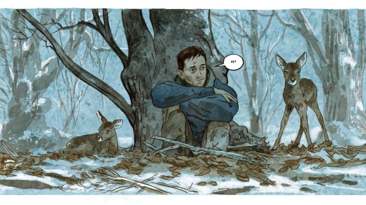 L'homme-chevreuil, Sept ans de vie sauvage de Jean-Denis Pendanx et Vincent Zabus d'après le livre de Geoffroy Delorme (éditions Les arènes BD)