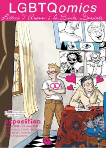 Exposition LGBTQcomics lettres d'amour à la bande dessinée à la Cité internationale de la BD d'Angoulême (Crédit photo : Comixtrip / Damien Canteau) - Irène Le Roy Ladurie, Jean-Paul Jennequin, Bastien Pépin