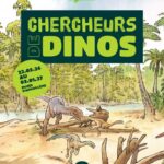 Chercheurs de dinos, affiche de l'exposition au musée d'Angoulême (Mazan) - les dinos d'Angeac